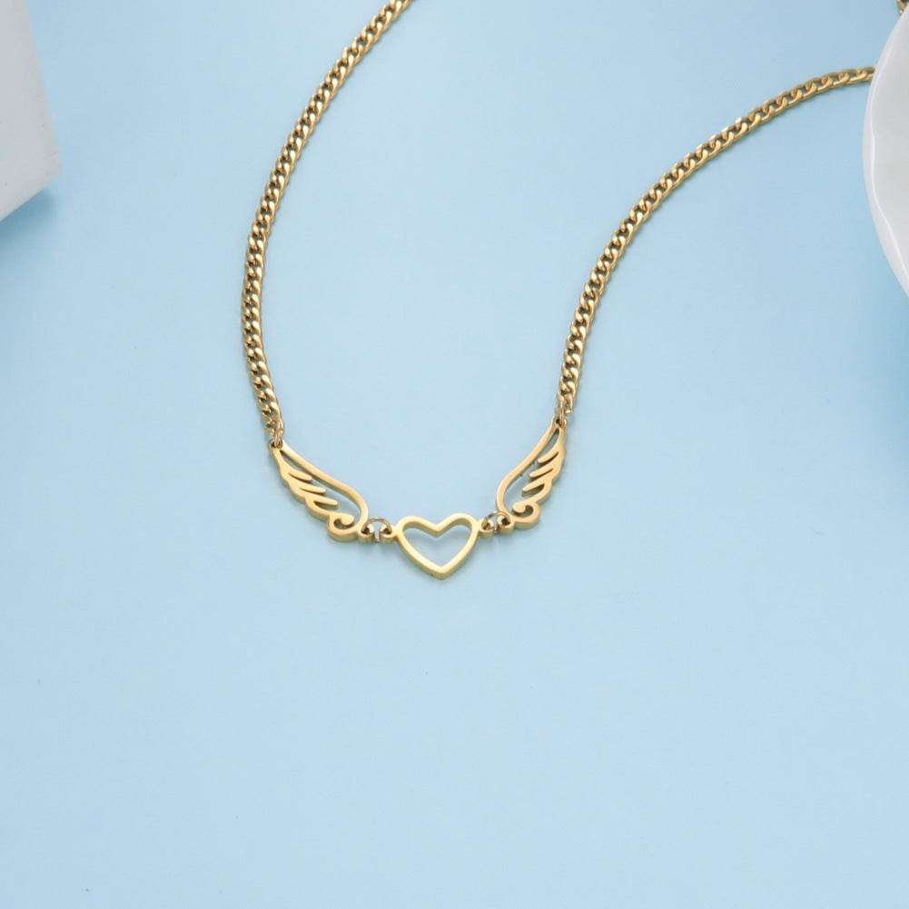 Hollow Heart Angel Wing Necklace - Here2Save