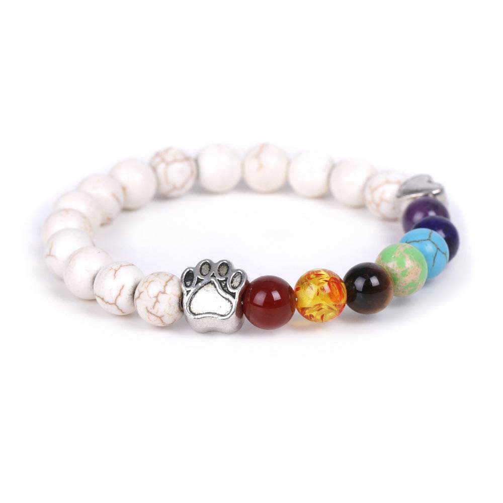 White Point Blue Love Small Peach Heart Colorful Natural Stone Bracelet - Here2Save