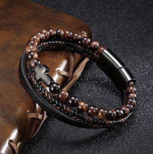 Cross Multi-layer Stainless Steel Men's Bracelet - Here2Save