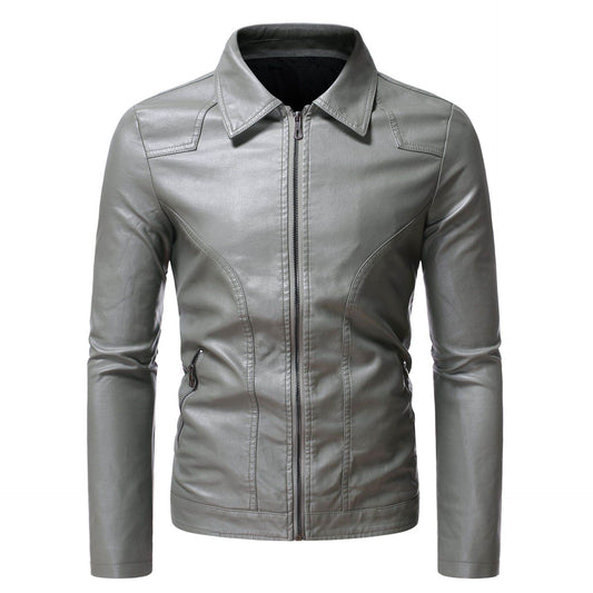 Men's Casual Slim-fit Leather Coat - Here2Save