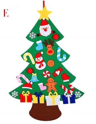 DIY Felt Christmas Tree New Year Toddler Kids Handmade Gift Toys Door Wall Hanging Ornaments Holiday Party Home Decor Set - Here2Save