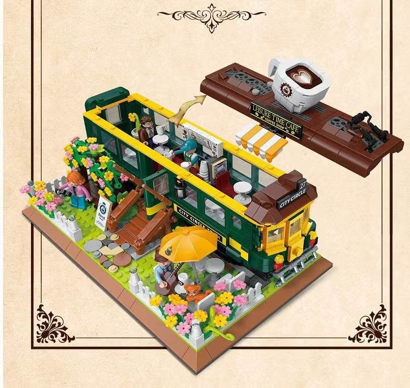 Street View Series Train Coffee Shop Kiosk Assembling Blocks - Here2Save