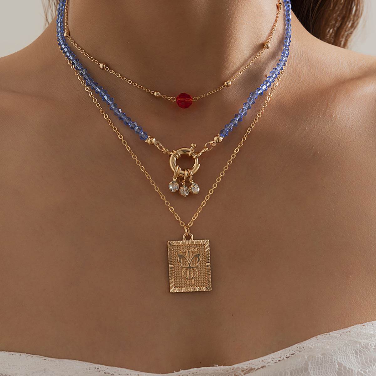 Hip-hop Ins Feng Rhinestone Tassel Necklace Female - Here2Save