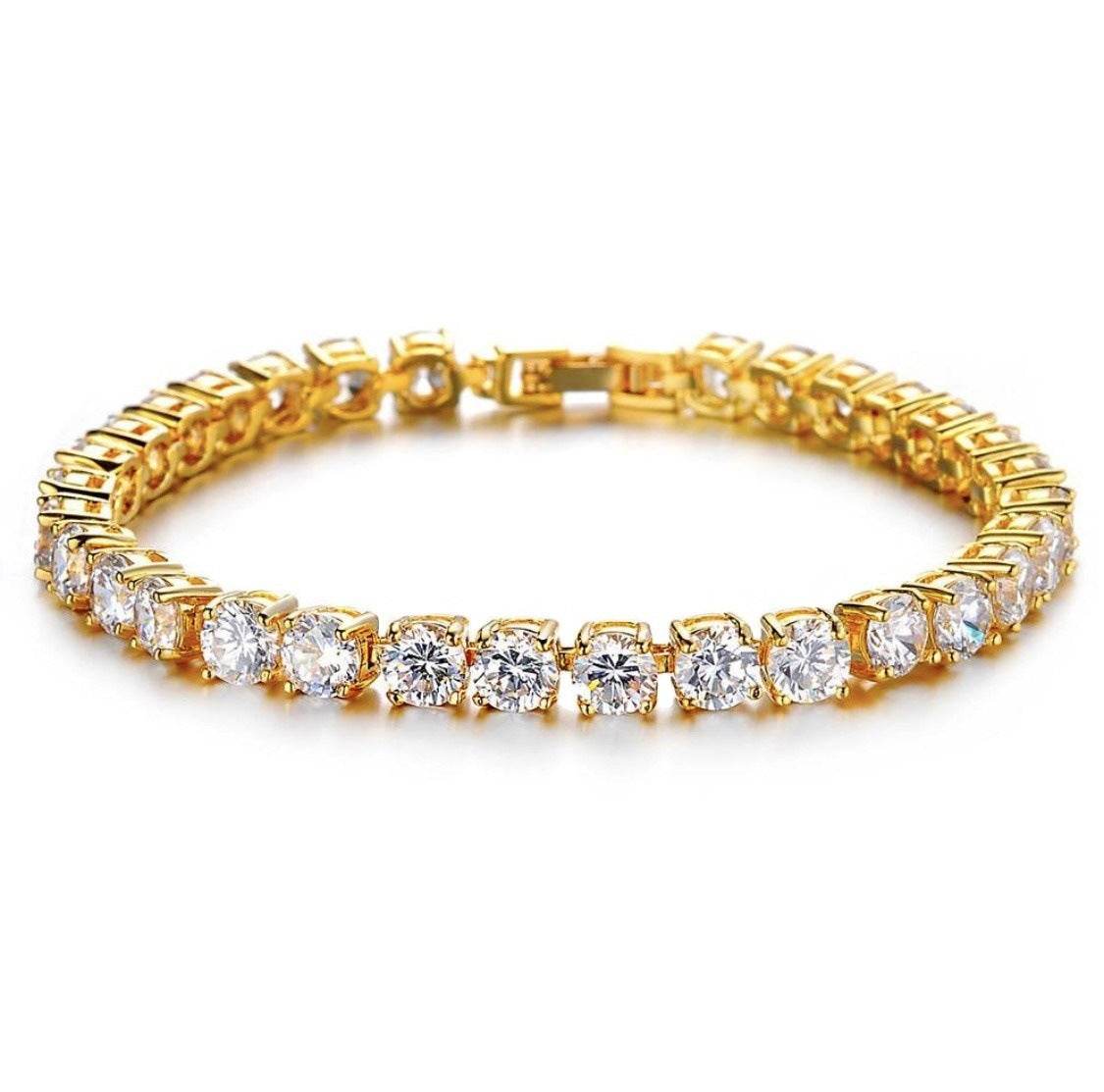 Hip Hop Bracelet Iced Out Single Row Rhinestones Chain Bling Tennis Charm Bracelets Zirconia Bracelets Link Chain Jewelry - Here2Save