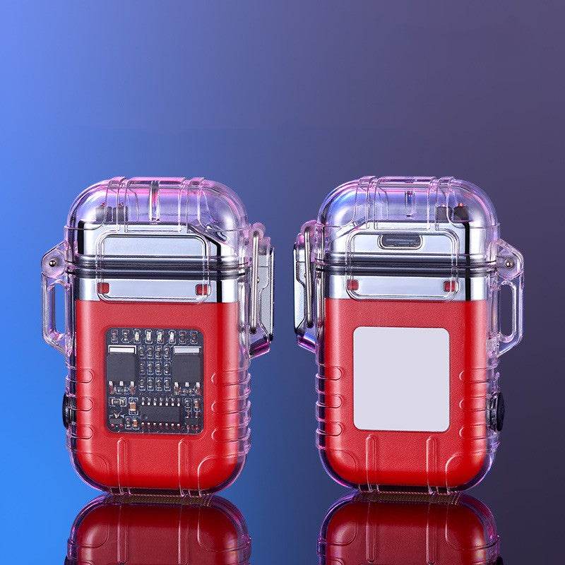 Transparent Shell Double Arc Lighter Waterproof And Windproof Outdoor Lighter Lighting Multi-purpose Electronic Cigarette Lighter - Here2Save