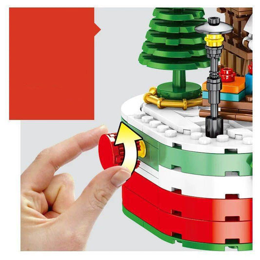 Revolving Christmas house assembled building blocks - Here2Save