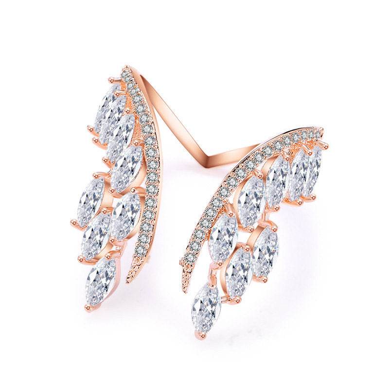 Creative Angel Wings Opening Ring Exquisite Women's Rhinestone Rings Personalized Jewelry - Here2Save