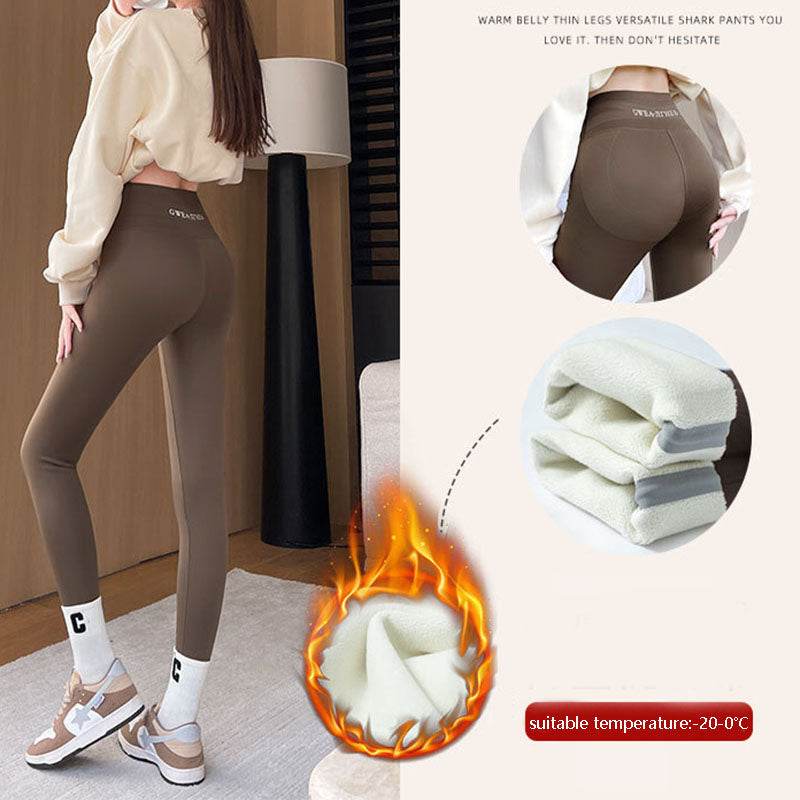 Fleece Thickened Leggings Winter -20 To 5 Shark Pants For Women High Waist Tight Skinny Tummy Control Buttocks Slimming Yoga Pants - Here2Save