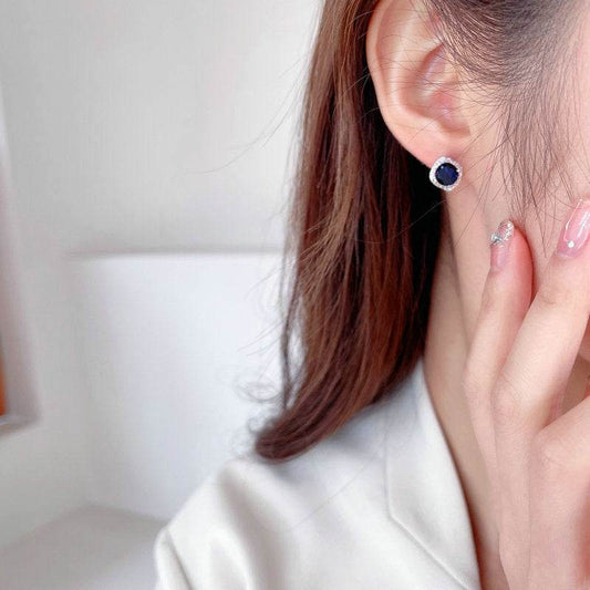 Fashion Zircon Earrings For Women Temperament Round Crystal 925 Silver Needle Earrings - Here2Save