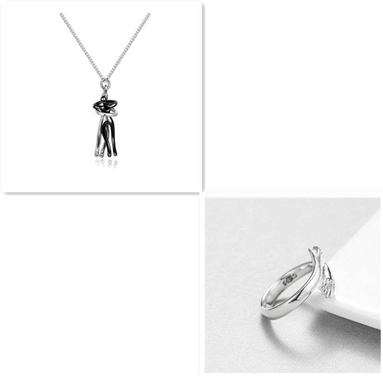 Love Hug Necklace Unisex Men Women Couple Jewelry Simple Temperament Clavicle Chain Valentines Day Lover Gift - Here2Save