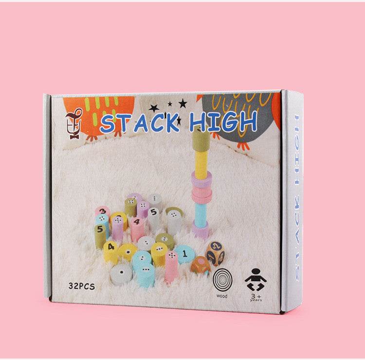 Wooden Color Stacked High Building Blocks Adult Tabletop Game - Here2Save
