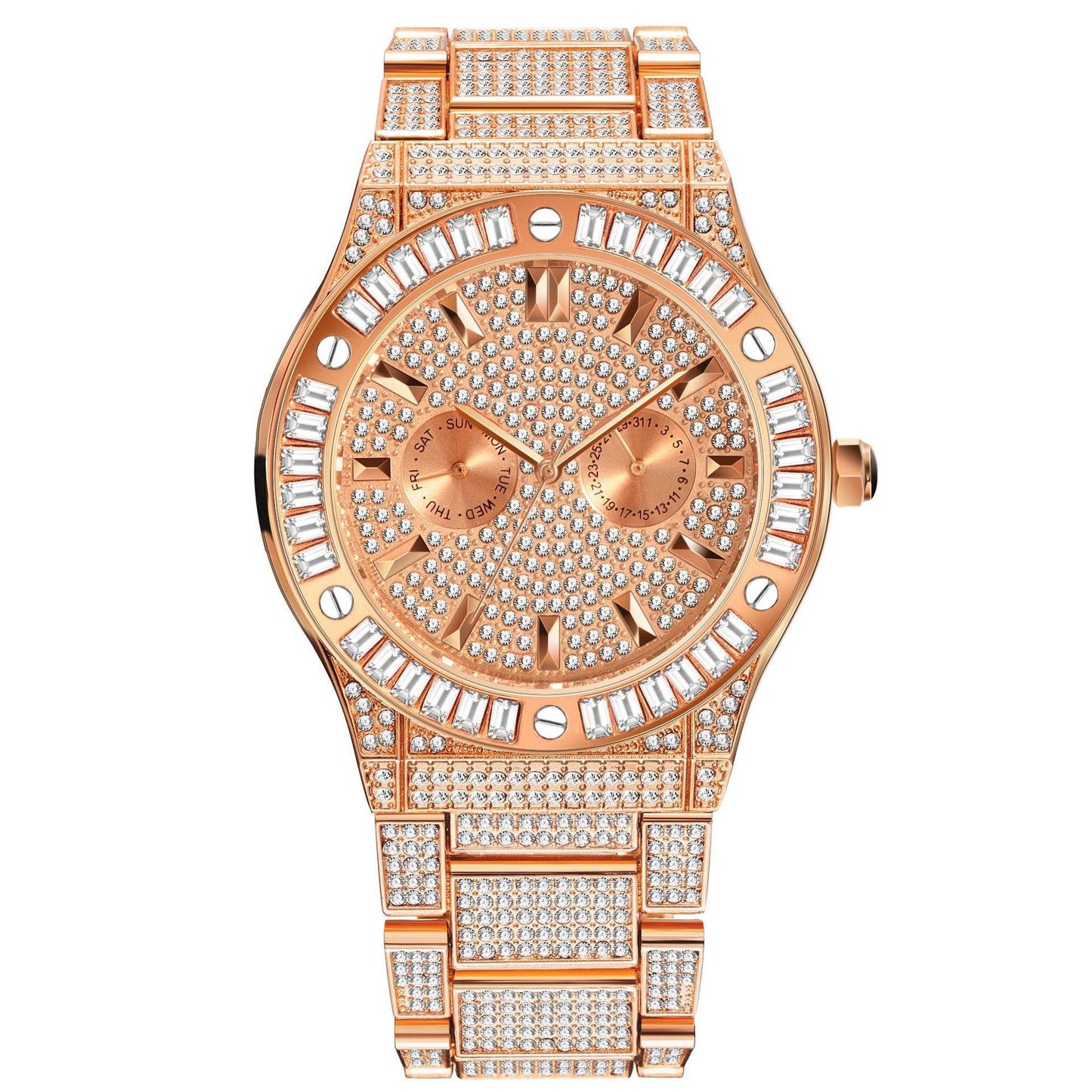 Hip Hop Style Diamond High-end Square Diamond Large Dial Waterproof Men's Quartz Watch - Here2Save
