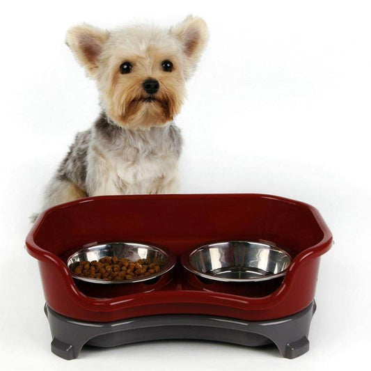 Dog bowl cat bowl pet cat double basin splash-proof neat dog cat rice bowl food bowl stainless steel bowl - Here2Save