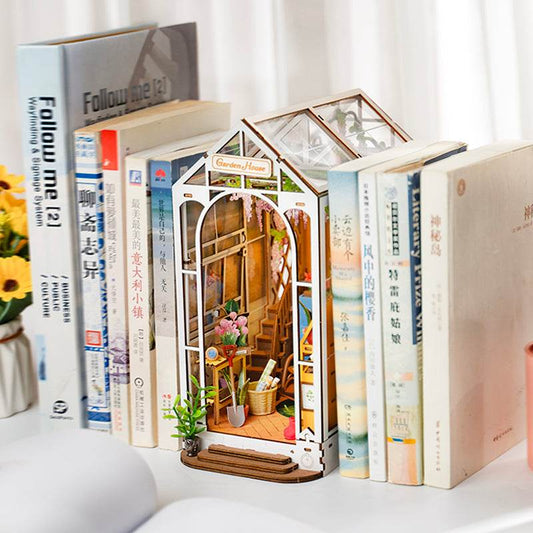 Robotime Rolife Garden House Book Nook Kit Book Shelf Insert Easy Assemble Toys Gifts For Kids Women Girls Home Decoration TGB06 - Here2Save