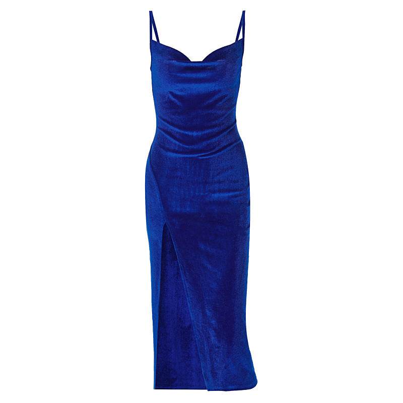 New Sexy Slim Slit Velvet Suspenders Party Dress Dress For Women - Here2Save