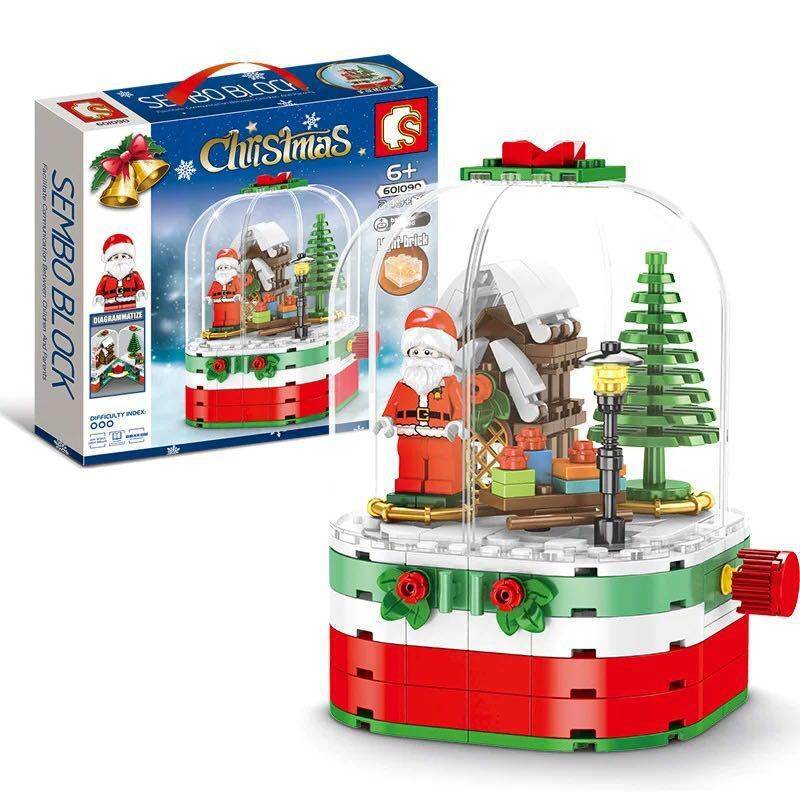 Revolving Christmas house assembled building blocks - Here2Save