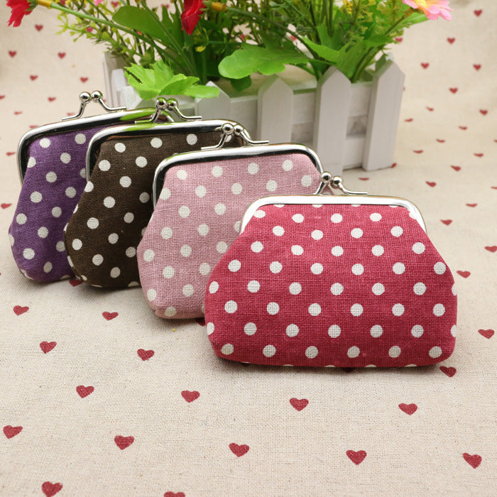 Linen dots zero purse cloth coin bag children wallet creative Taobao small gift wholesale