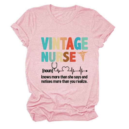 Letter Printed Women's Round Neck Short Sleeves - Here2Save