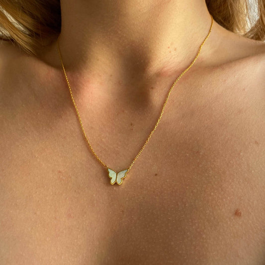 Electroplated 18K Golde Butterfly Necklace Women Clavicle Chain - Here2Save