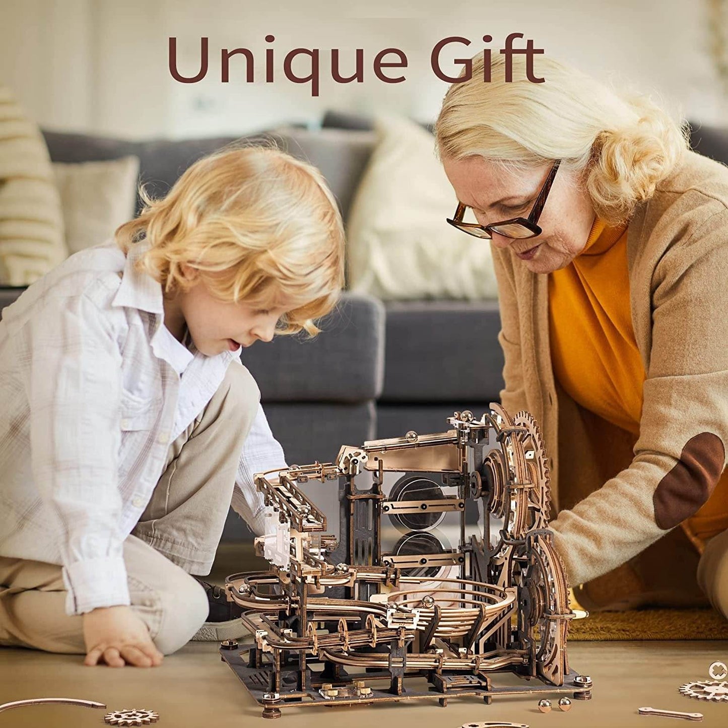 Robotime ROKR Marble Night City 3D Wooden Puzzle Games Assembly Waterwheel Model Toys For Children Kids Birthday Gift - Here2Save