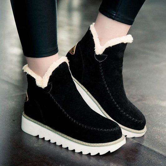 Flats Shoes Women Winter Snow Boots Warm Plush Ankle Booots - Here2Save