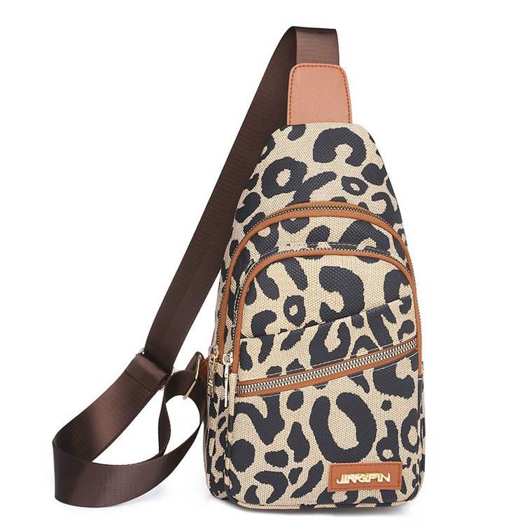 Leopard Print Sling Chest Bag With Headphone Jack Crossbody Backpack Shoulder Bag Women - Here2Save