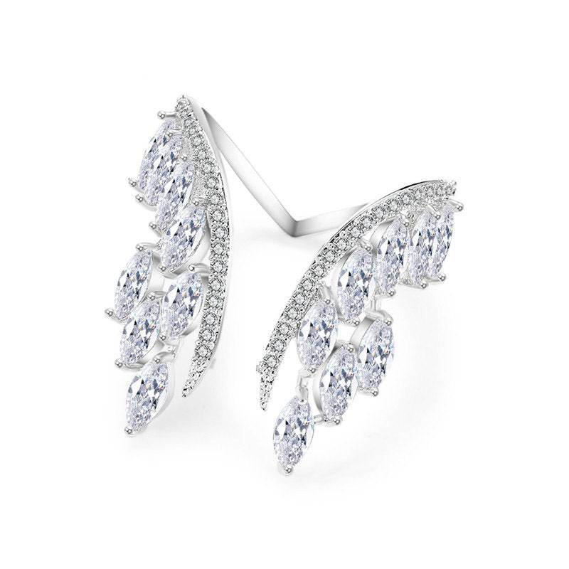 Creative Angel Wings Opening Ring Exquisite Women's Rhinestone Rings Personalized Jewelry - Here2Save