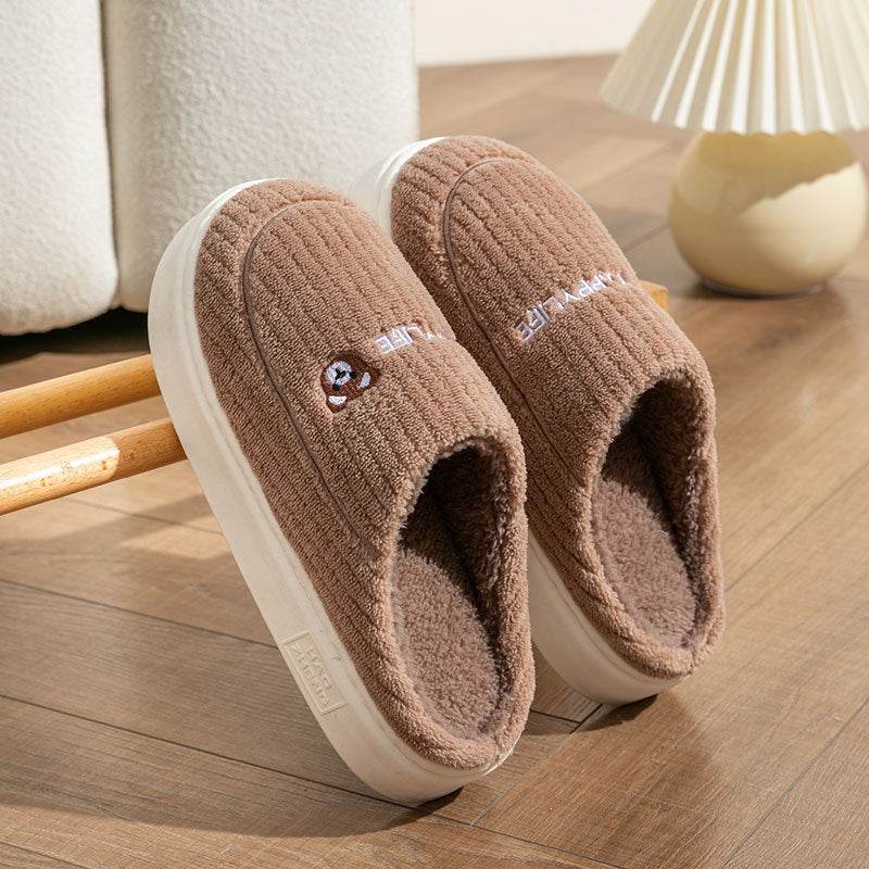 Cute Rabbit Slippers Winter Warm Home Shoes Non Slip Plush Bedroom Slippers - Here2Save