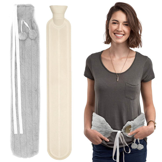 2L Cute Hot Water Bottle Portable Warm Belly Treasure Belt Protective Cover Hand Warmers Injection Silicone Long Explosion-proof - Here2Save