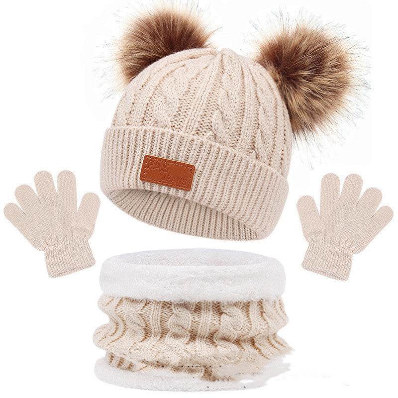 Children's Hat Scarf Gloves Three-piece Set - Here2Save