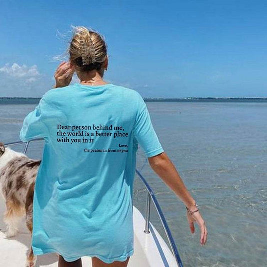 New Fashion Womens Letter T-Shirt Round Neck Short Sleeve Slogan Tee Top - Here2Save
