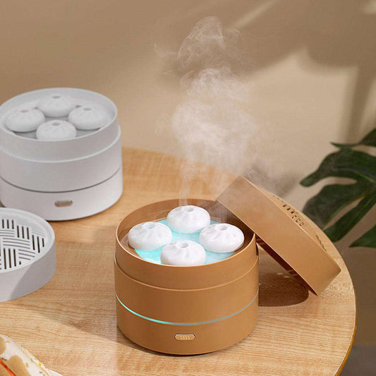 1pc Unique Four Spray Design Steaming Bun Aroma Diffuser 200ml USB Ultrasonic Air Humidifier LED Night Light Essential Oil Diffuser Aromatherapy Diffuser For Home Office