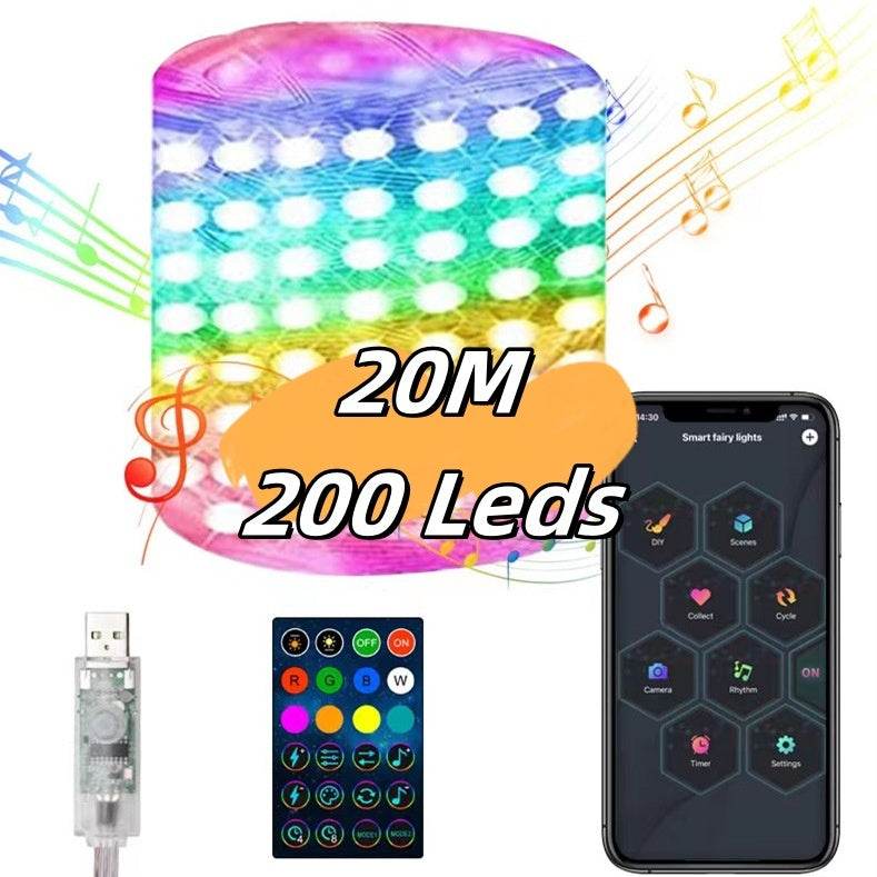 Christmas Light String Remote Control Point Control Line Light String Intelligent Lamp String Ambient Decor Lights - Here2Save