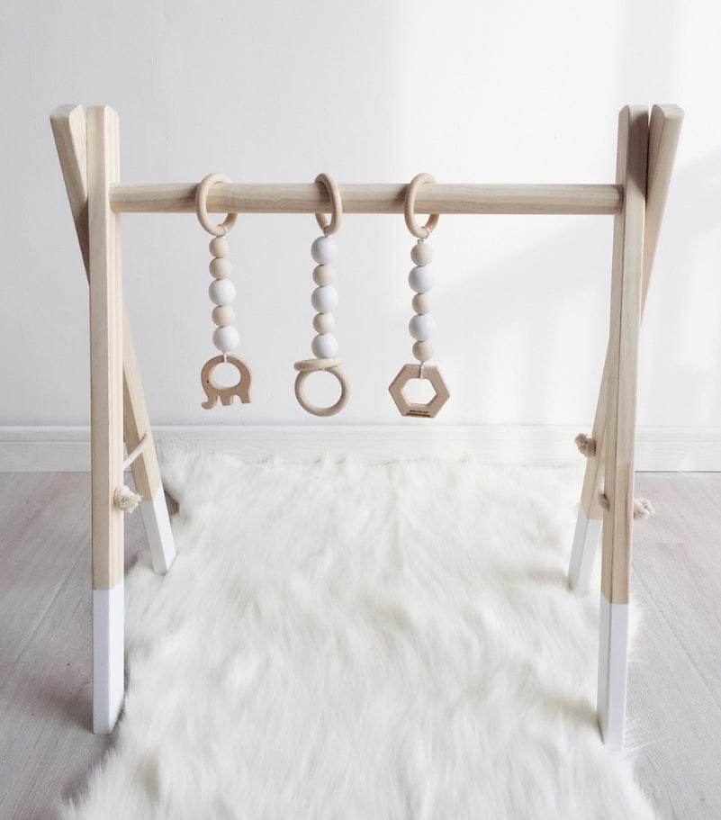 Ins decoration Nordic children's room fitness equipment newborn baby baby fitness frame Nordic wood crafts - Here2Save