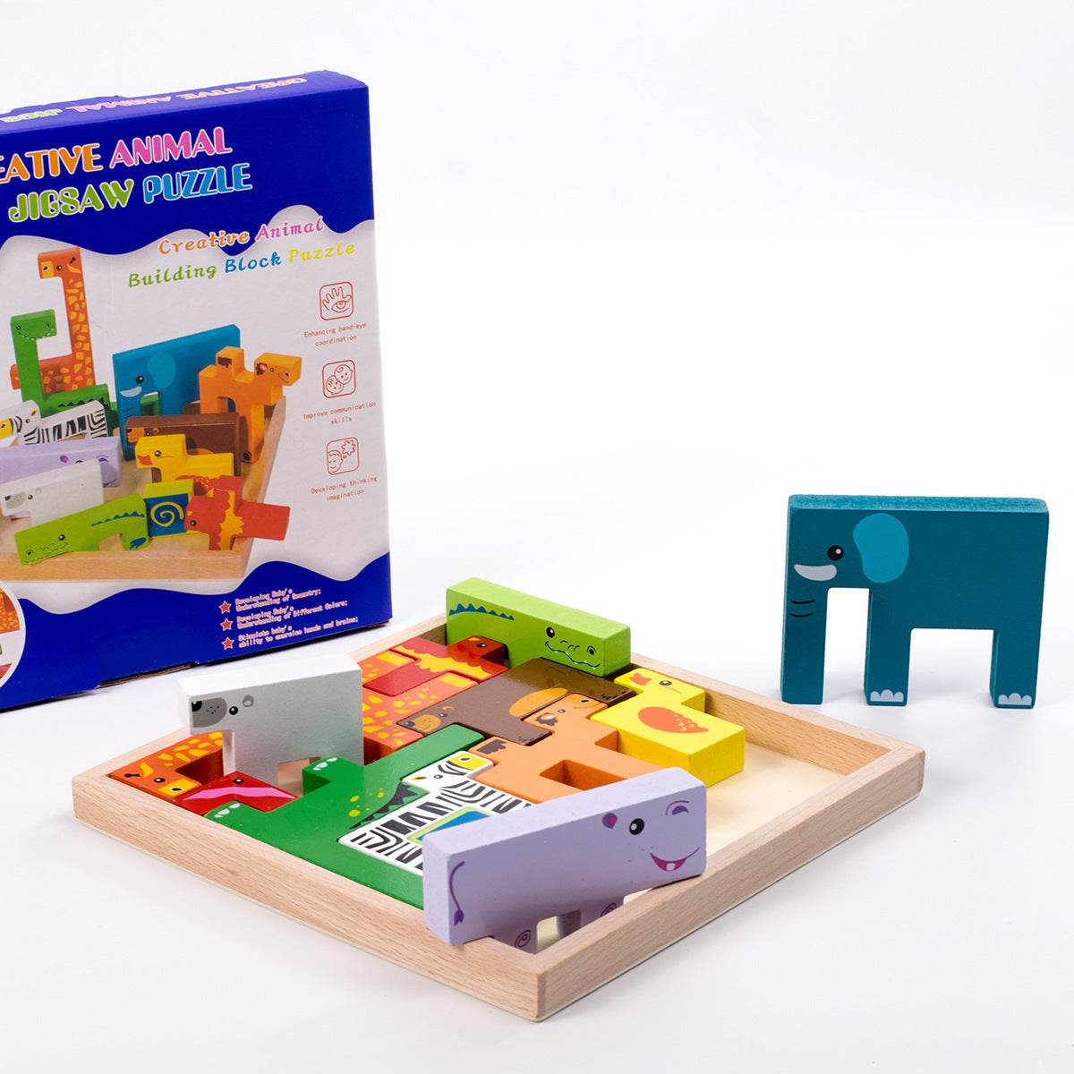 Children's Wooden Magnetic Puzzle Building Block Puzzle - Here2Save