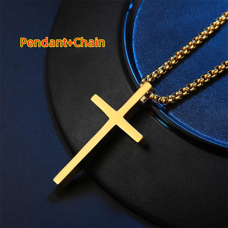 Smooth Simple Titanium Cross Pendant Male And Female Personality Necklace - Here2Save