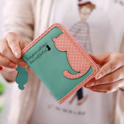 new style cartoon short wallet female Korean version lovely girl child vertical zipper position - Here2Save