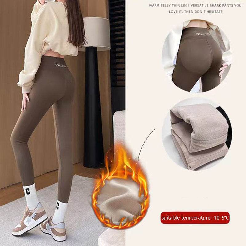 Fleece Thickened Leggings Winter -20 To 5 Shark Pants For Women High Waist Tight Skinny Tummy Control Buttocks Slimming Yoga Pants - Here2Save