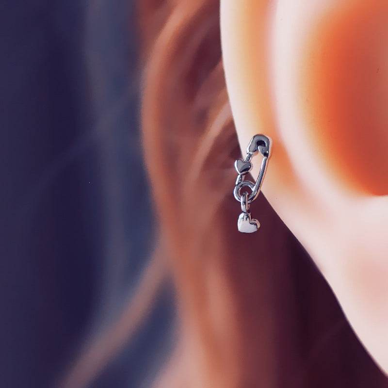 Small Korean Style Creative Trendy Fashion Pin Paper Clip Love Earrings - Here2Save