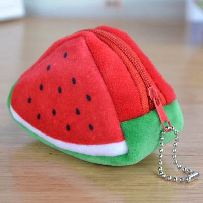 Children's Day Creative Gift Plush Solid Triangle Fruit Zero Wallet Coin Bag Key Bag Strap - Here2Save