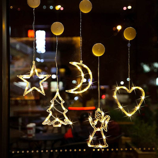 Star String Lights LED Christmas Curtain Lights Indoor Bedroom Home Party Decoration Snowman Christmas Tree Holiday Lights - Here2Save