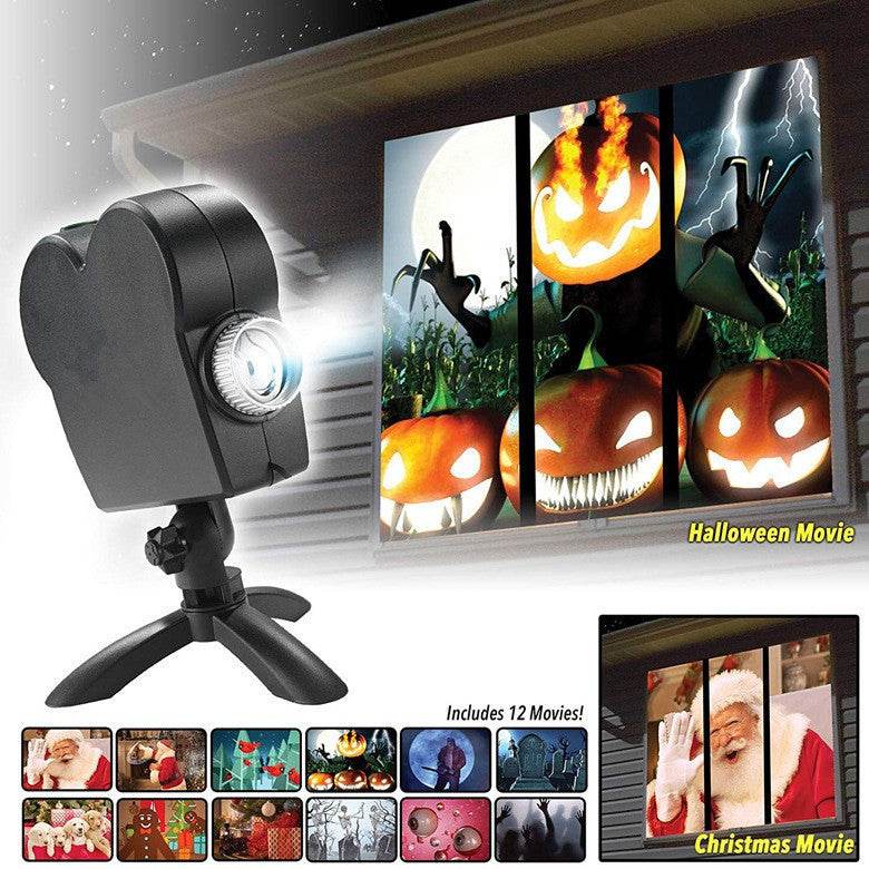 Halloween Christmas Laser Projector 12 Movies Disco Light Mini Window Home Theater Projector Indoor Outdoor Projector - Here2Save