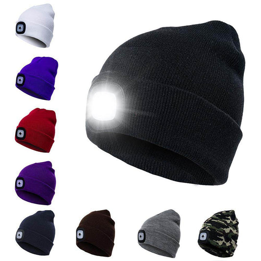 LED Knit Hat Button Cell Type Knitted Hat With Light Glowing - Here2Save