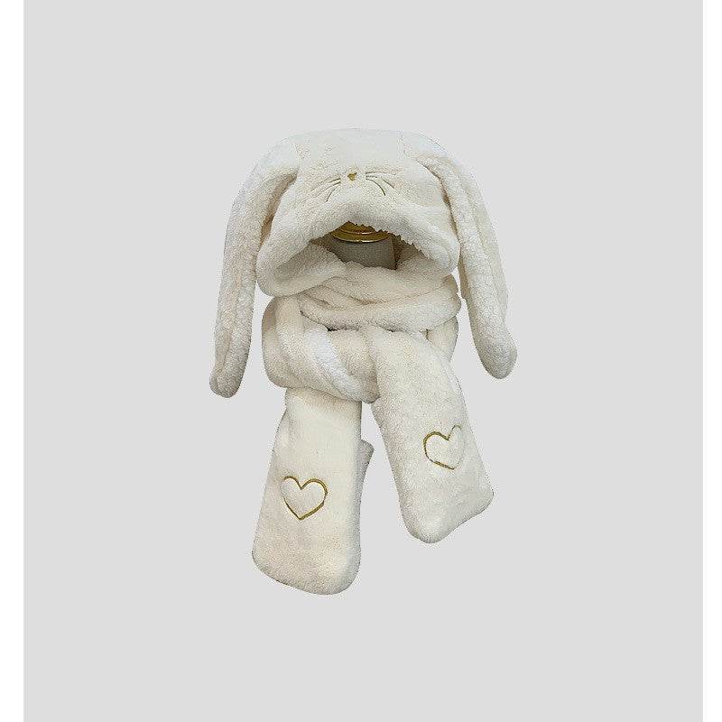 Big Long Rabbit Ears Fleece-lined Warm Hat And Scarf - Here2Save