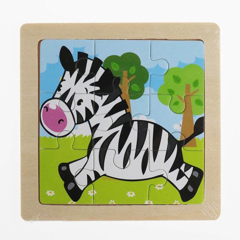 Children cartoon 3D puzzle 9 pieces puzzle animal wooden - Here2Save