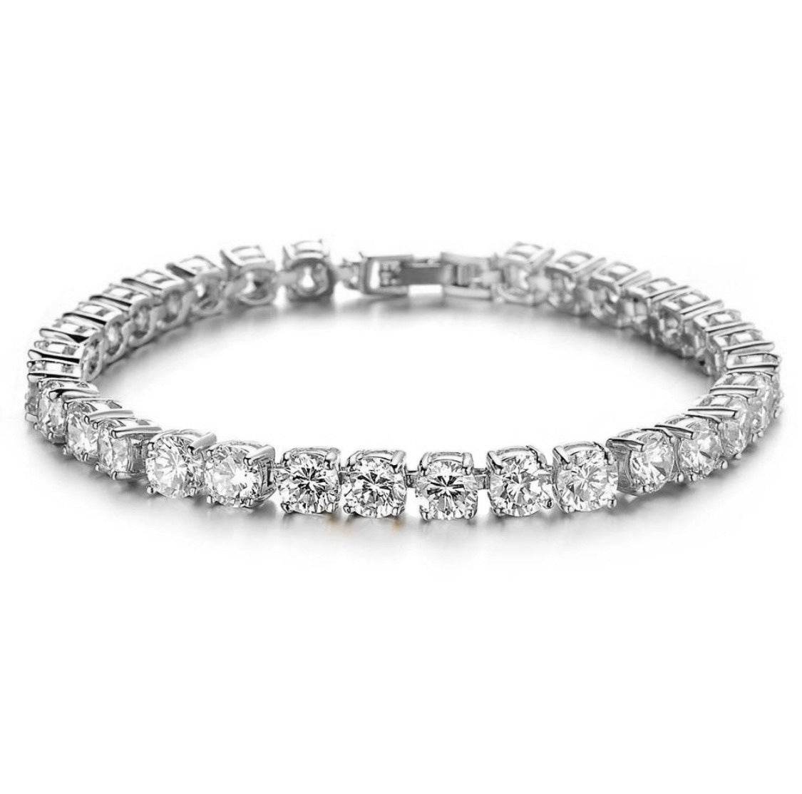 Hip Hop Bracelet Iced Out Single Row Rhinestones Chain Bling Tennis Charm Bracelets Zirconia Bracelets Link Chain Jewelry - Here2Save