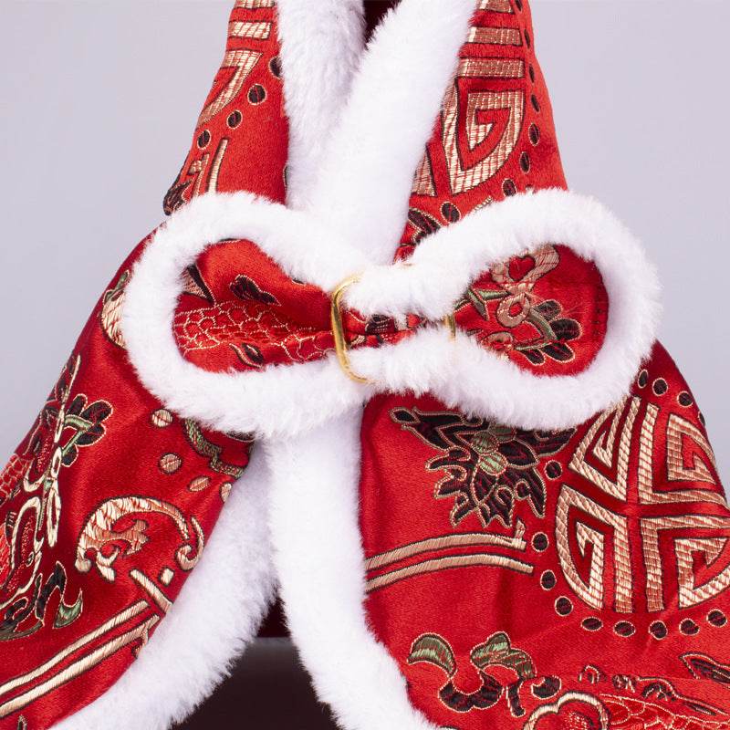 New Year Pet Clothes Dog Cat Brocade Satin Satin Cloak - Here2Save