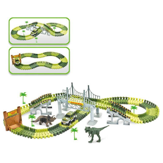 Dinosaur electric track car toy DIY assembly double - layer puzzle toy - Here2Save