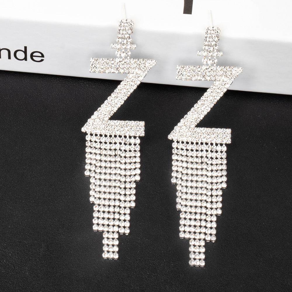 Fashion Jewelry 925 Silver Needle Ornaments Rhinestone Letter B Earrings Banquet Tassel Ear Ornaments Female - Here2Save
