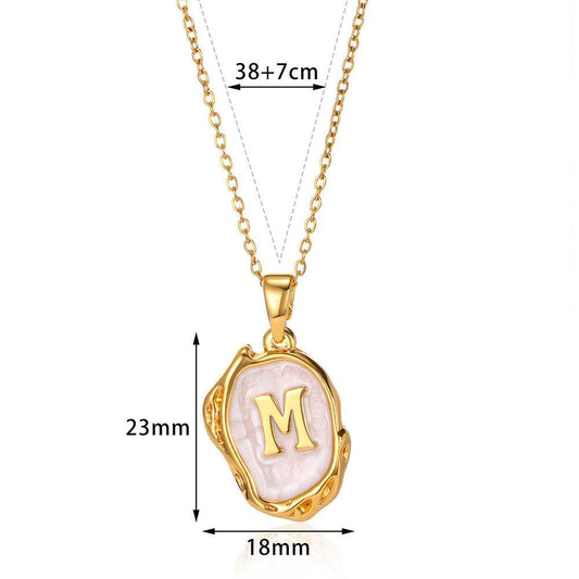 Simple 26 Letters Drop Oil Three-dimensional Necklace - Here2Save